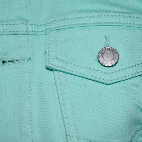 Talbots Women's SP Petite Teal Mint Green Denim Jean Jacket - Picture 6 of 7